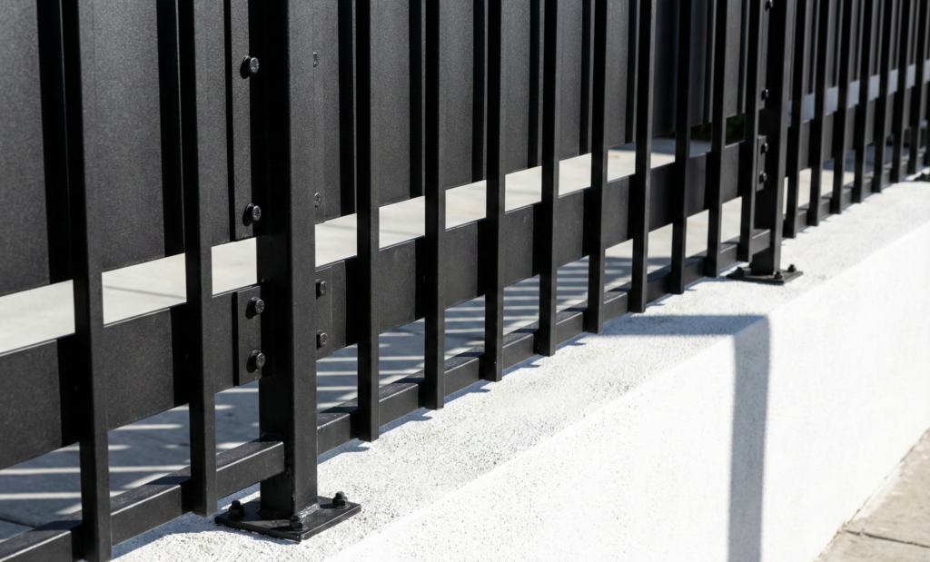 Alternative au mur cloture saint tropez : grille en fer forgé sur muret